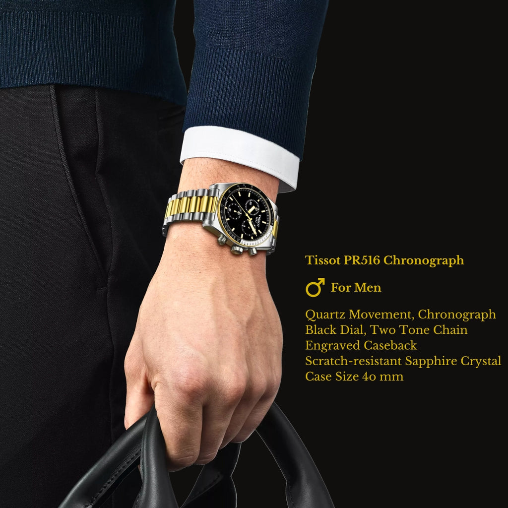 Tissot T1494172205100 | PR516 Chronograph Two Tone Watch for Men