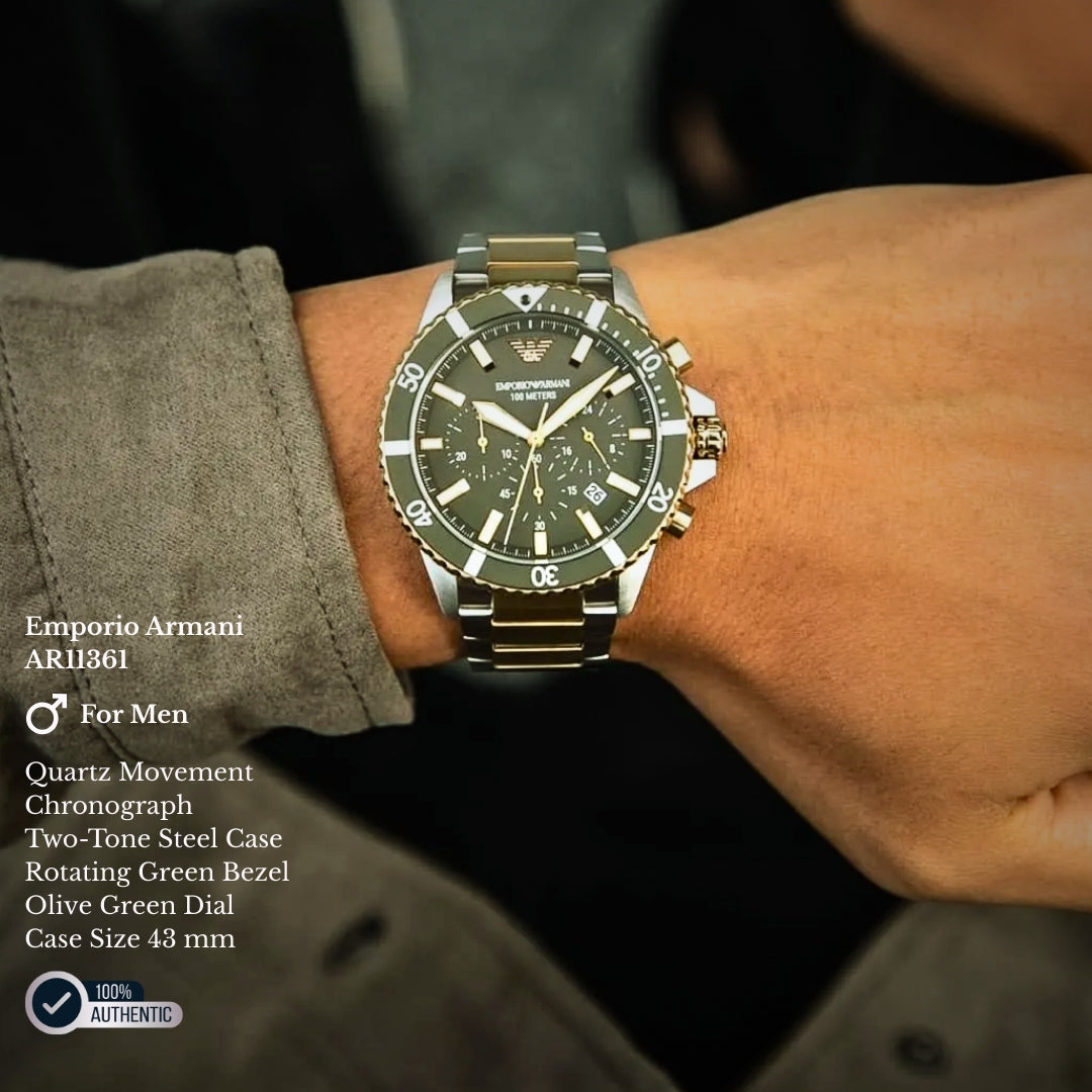 Emporio Armani AR11361 | Green Chronograph Watch For Men