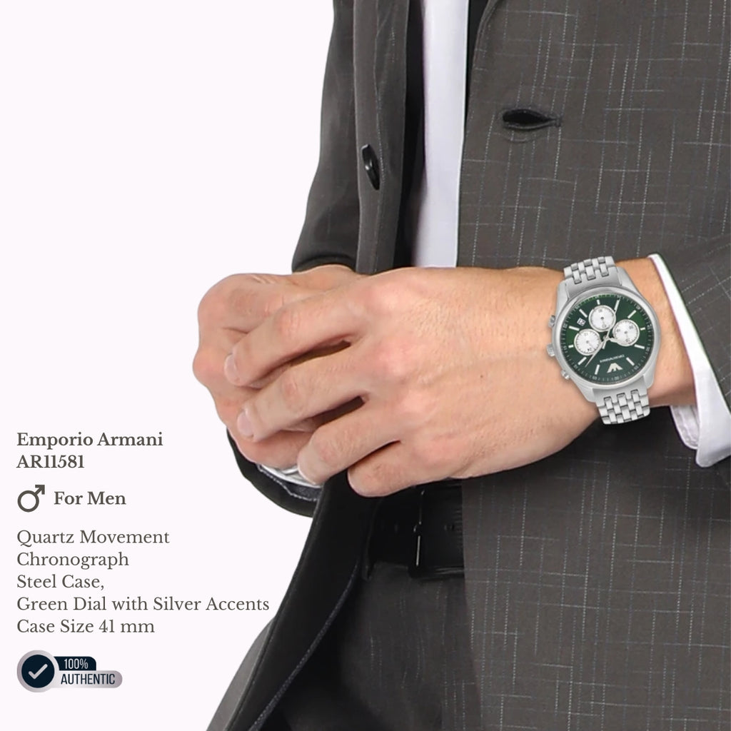 Emporio Armani AR11581 | Green Chronograph Watch For Men