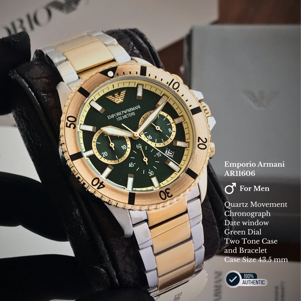 Emporio Armani AR11586 | Green Chronograph Watch For Men