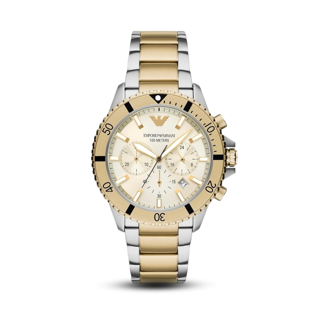 Emporio Armani AR11606 | Cream Chronograph Watch For Men