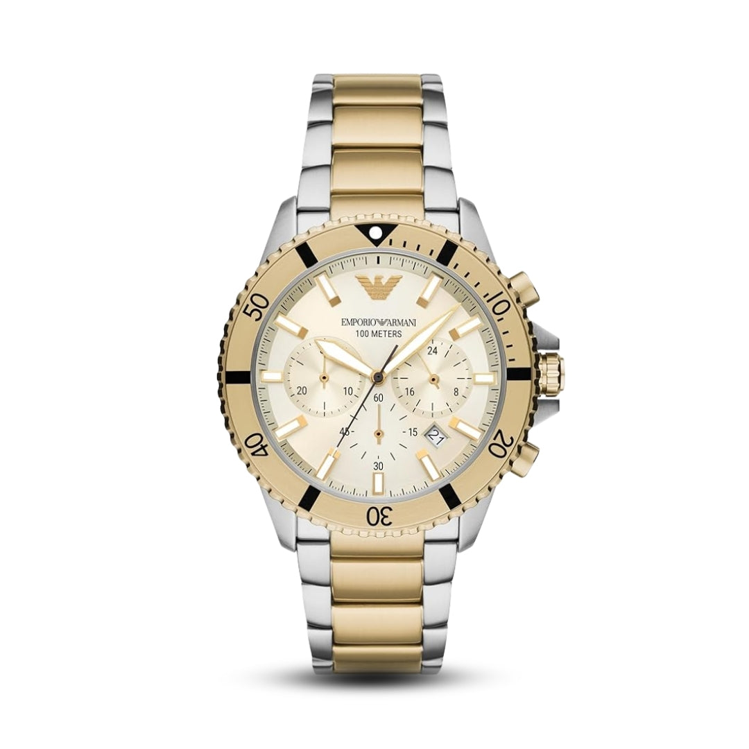 Emporio Armani AR11606 | Cream Chronograph Watch For Men