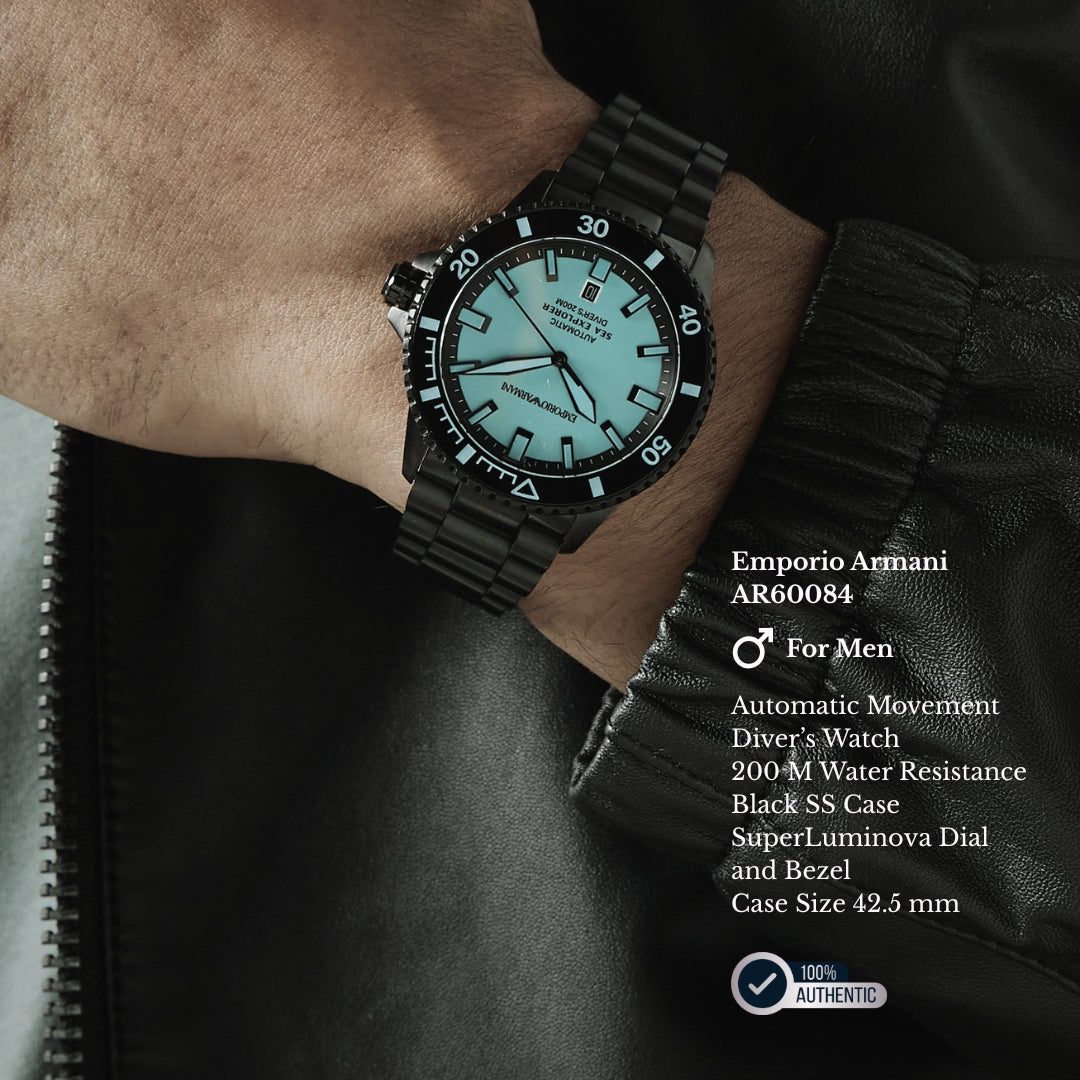 Emporio Armani AR60084 |Sea Explorer Automatic Black Watch For Men