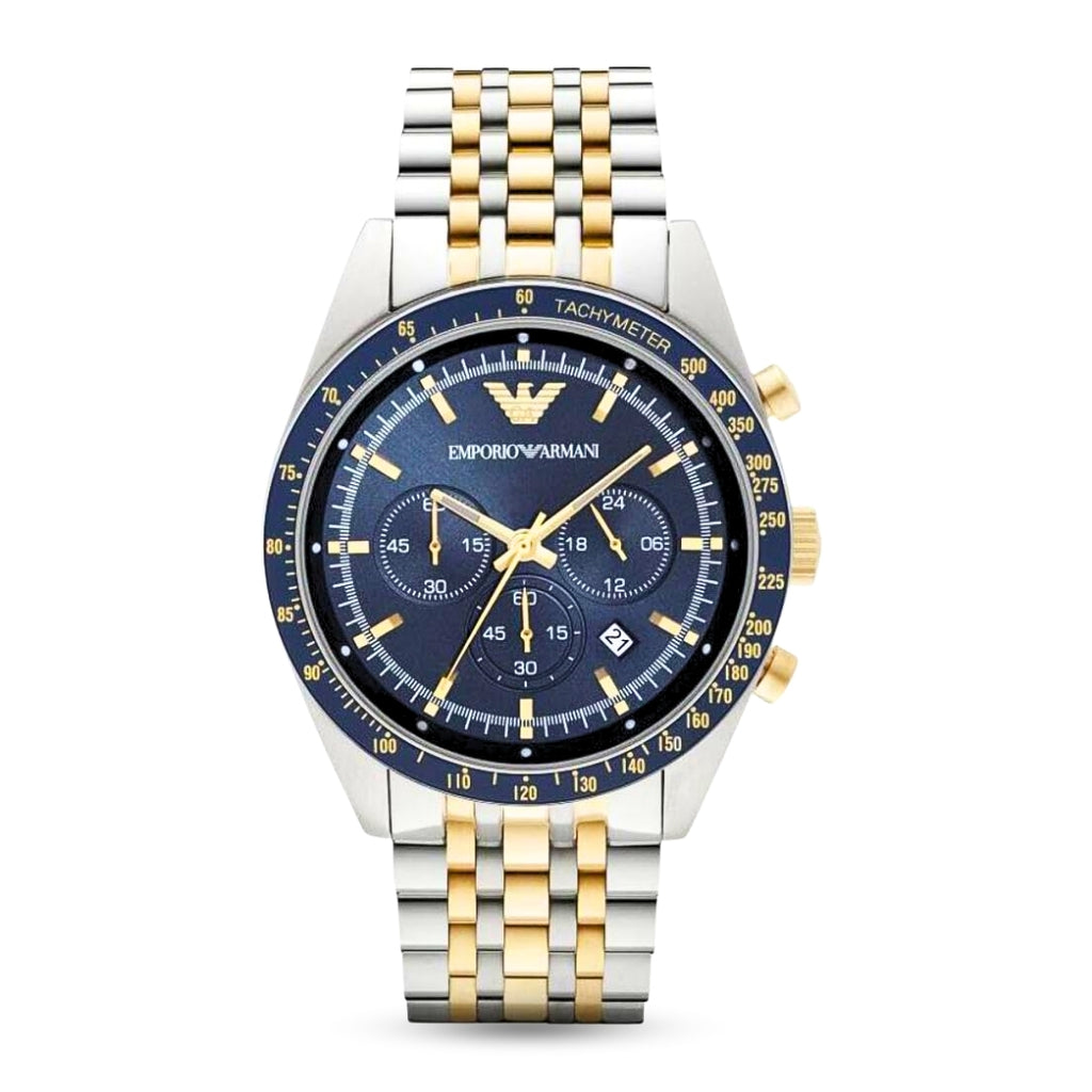 Emporio Armani AR6088 | Blue Tachymeter Watch For Men
