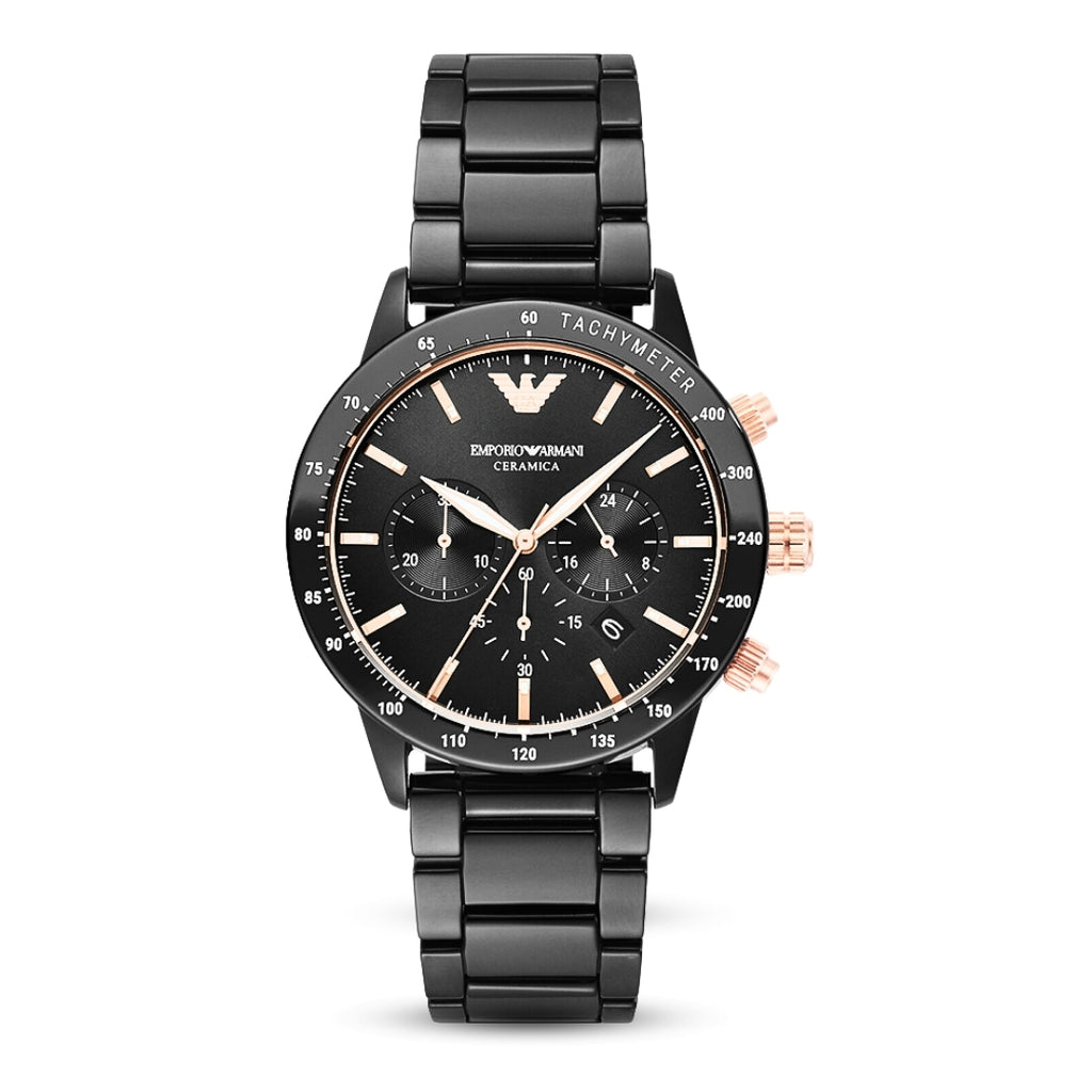 Emporio Armani AR70002 | Ceramic Chronograph Black Watch For Men