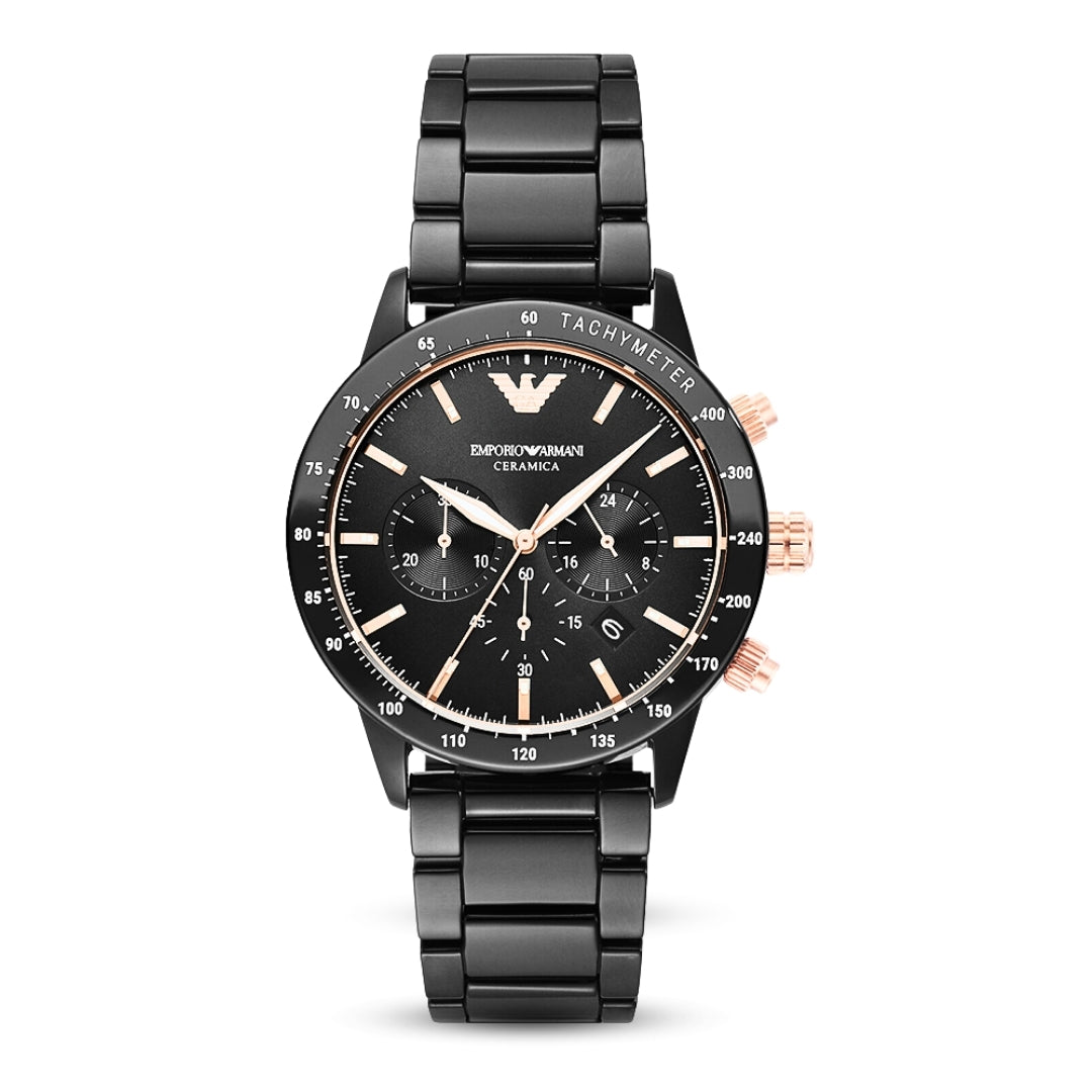 Emporio Armani AR70002 | Ceramic Chronograph Black Watch For Men