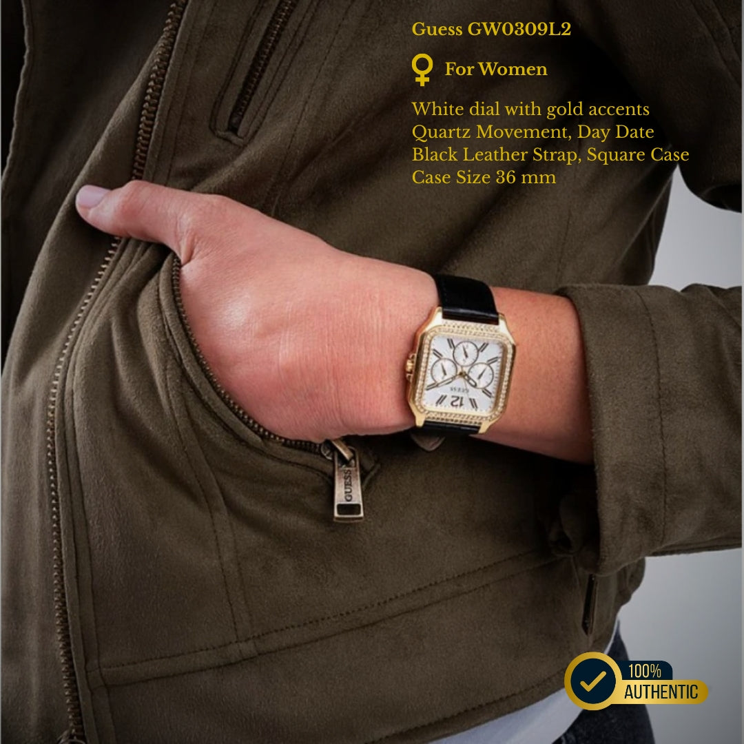 Guess GW0309L2 | Gold Day Date Watch for Women